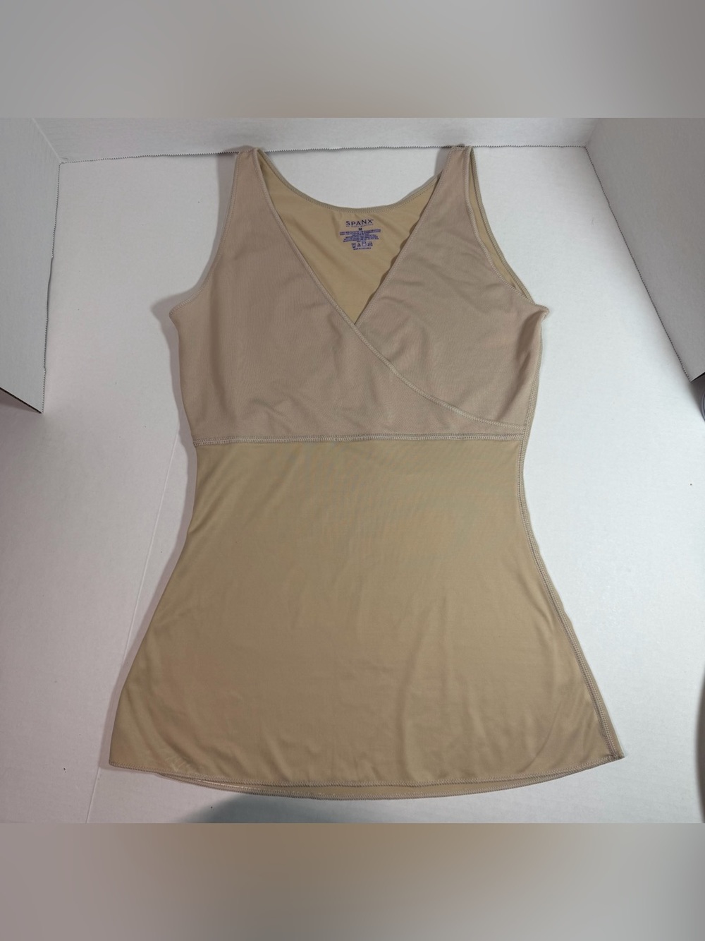Spanx Vneck Compression Tank Nude/Beige Medium